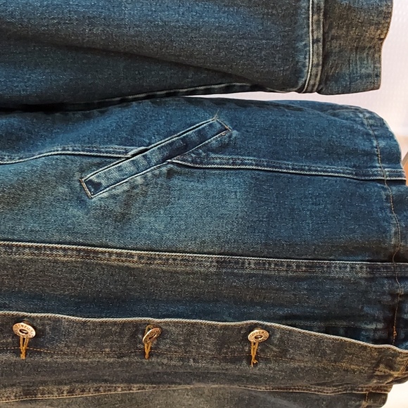 Funhouse Jeans Women's Coat Jacket Y2K Denim Tan Quilted Lining Hip Leng… - Picture 3 of 16